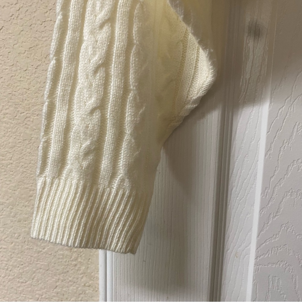Cotton Candy Cream Cable Knit Long Balloon Sleeve Crop Size XS/S - Picture 10 of 13